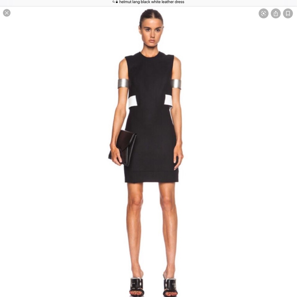 Helmut Lang Black Mini Dress with White Side Panels